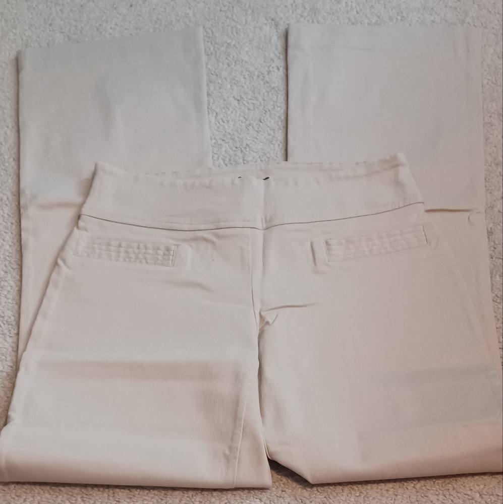 Bone coloured pull-on microtwill pant